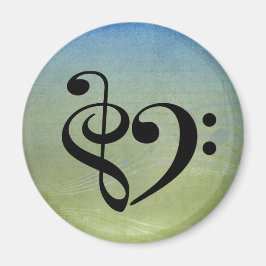 Treble Clef Bass Clef Herzstück Vintage Notenmusik Magnet