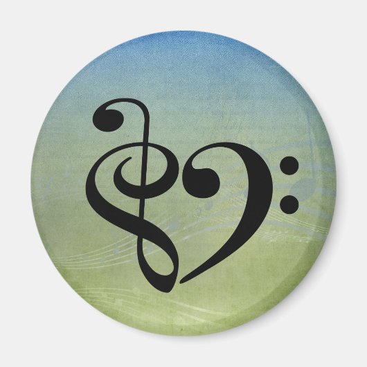 Treble Clef Bass Clef Herzstück Vintage Notenmusik Magnet (Vorne)