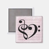 Treble Clef Bass Clef Herzstück Vintage Notenmusik Magnet (Vorderseite/Rückseite)