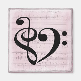 Treble Clef Bass Clef Herzstück Vintage Notenmusik Magnet