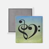 Treble Clef Bass Clef Herzstück Vintage Notenmusik Magnet (Vorderseite/Rückseite)