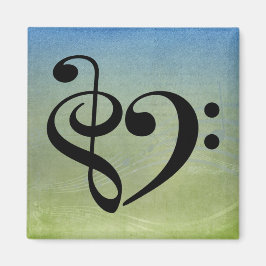 Treble Clef Bass Clef Herzstück Vintage Notenmusik Magnet