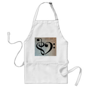 Treble Clef Bass Clef Herzstück Vintage Notenmusik Schürze