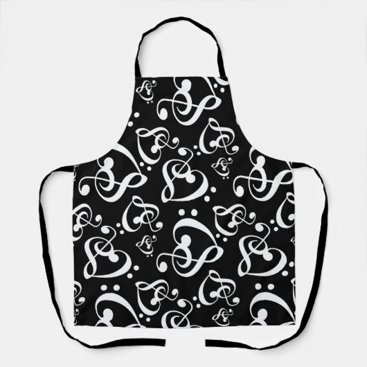 Treble Clef Bass Clef Hört Musikmuster Napkins Schürze (Vorderseite)