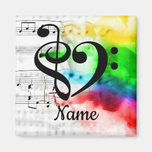 Treble Clef Bass Clef Music Heart Customized Magnet