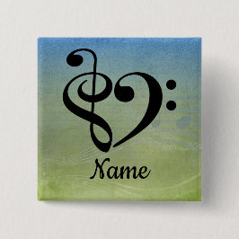 Treble Clef Bass Clef Music Heart individuell ange Button