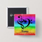 Treble Clef Bass Clef Music Heart individuell ange Button (Vorne & Hinten)