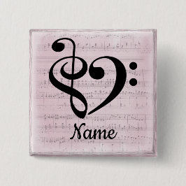 Treble Clef Bass Clef Music Heart individuell ange Button
