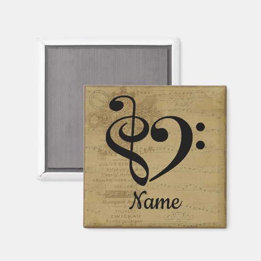 Treble Clef Bass Clef Music Heart individuell ange Magnet (Vorderseite/Rückseite)