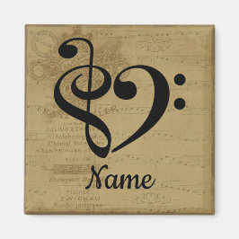Treble Clef Bass Clef Music Heart individuell ange Magnet