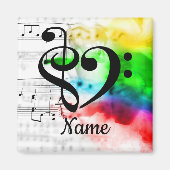 Treble Clef Bass Clef Music Heart individuell ange Magnet (Vorne)