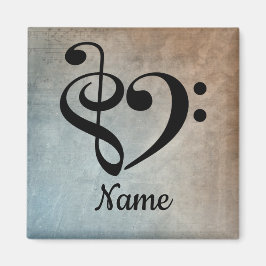 Treble Clef Bass Clef Music Heart individuell ange Magnet