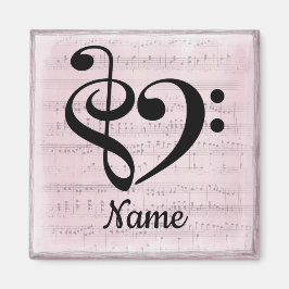 Treble Clef Bass Clef Music Heart individuell ange Magnet