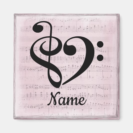 Treble Clef Bass Clef Music Heart individuell ange Magnet (Vorne)