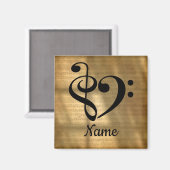 Treble Clef Bass Clef Music Heart individuell ange Magnet (Vorderseite/Rückseite)