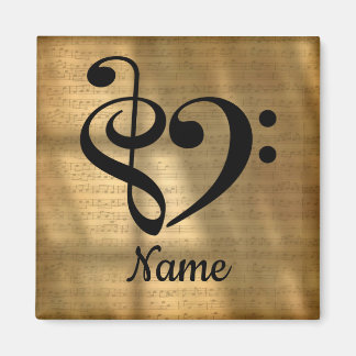Treble Clef Bass Clef Music Heart individuell ange Magnet