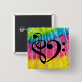 Treble Clef Bass Clef Music Heart Rainbow Krawatte Button (Vorne & Hinten)