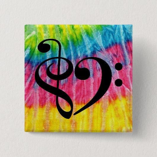 Treble Clef Bass Clef Music Heart Rainbow Krawatte Button (Vorderseite)