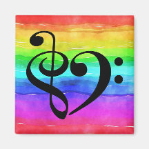 Treble Clef Bass Clef Musical Heart Rainbow Strip