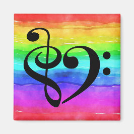 Treble Clef Bass Clef Musical Heart Rainbow Strip Magnet