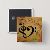 Treble Clef Bass Clef Musical Heart Sheet Music Button (Vorne & Hinten)