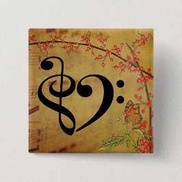 Treble Clef Bass Clef Musical Heart Sheet Music Button