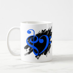 Treble Clef Bass Clef Musikalisches Herz Grunge Ba Kaffeetasse