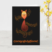 Treble Clef Cat Karte (Gelbe Blume)