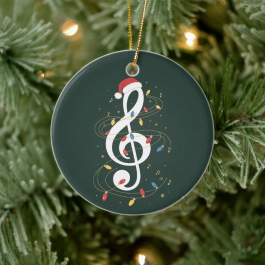 Treble Clef Christmas Lights Musik Lover Musiker Keramik Ornament (Baum)