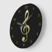 Treble Clef Clock von Leslie Harlow Große Wanduhr (Winkel)