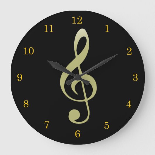 Treble Clef Clock von Leslie Harlow Große Wanduhr (Vorderseite)