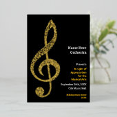 Treble clef Elegant Minimal Gold Musiknoten Text Folieneinladung (Stehend vorne)