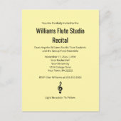 Treble Clef Flute Music Erwägungsgrund Einfaches K Einladungspostkarte (Vorderseite)