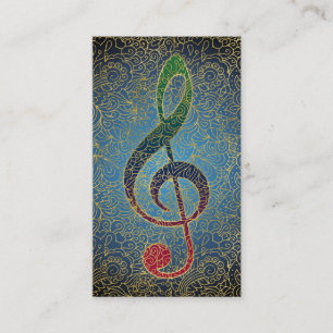 Treble Clef Gold Filigree - Farbenfrohe Musik Visitenkarte