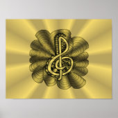 Treble Clef Gold Metall anpassbar Poster (Vorne)