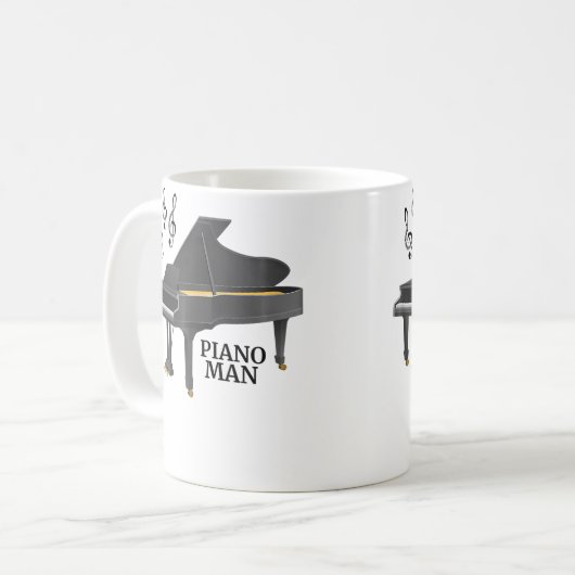 Treble Clef Grand Piano Man Kaffeetasse (Vorderseite Links)