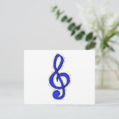 Treble Clef Graphic Design Medium Blau Postkarte (Stehend Vorderseite)