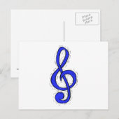 Treble Clef Graphic Design Medium Blau Postkarte (Vorne/Hinten)