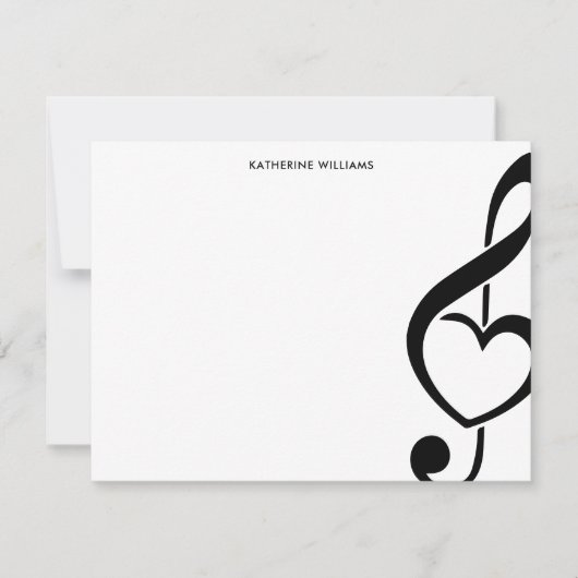 Treble Clef Heart Musiknote Personalisiert Mitteilungskarte (Vorderseite)