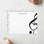 Treble Clef Heart Musiknote Personalisiert Mitteilungskarte (Vorderseite/Rückseite Beispiel)