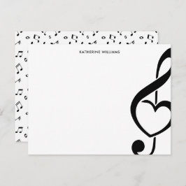 Treble Clef Heart Musiknote Personalisiert Mitteilungskarte