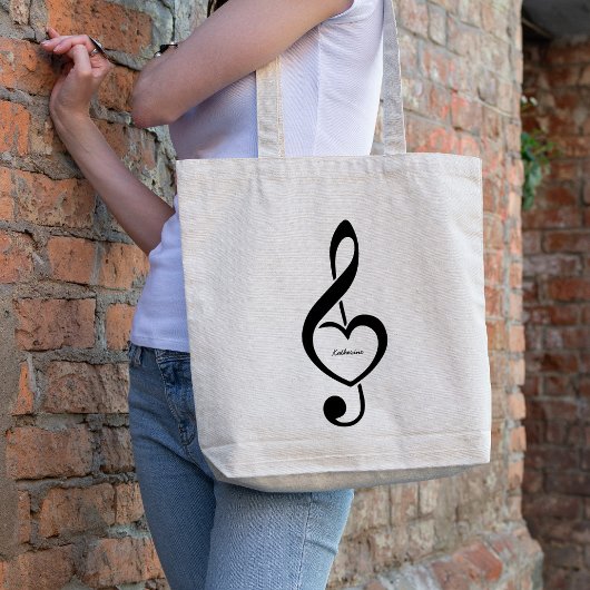 Treble Clef Heart Musiknote Personalisiert Tragetasche