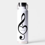 Treble Clef Heart Musiknote Personalisiert Trinkflasche<br><div class="desc">Dieses musikalische Design ist die perfekte Geschenkidee für Sänger, Musiker, Musiker oder alle, die Lieben machen.</div>