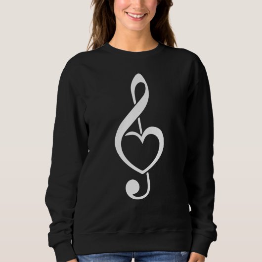 Treble Clef Heart Musiknote Sweatshirt (Vorderseite)