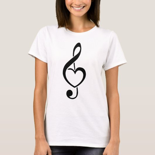 Treble Clef Heart Musiknote T-Shirt (Vorderseite)