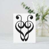 Treble clef heart (schwarz) postkarte (Stehend Vorderseite)