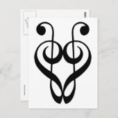 Treble clef heart (schwarz) postkarte (Vorne/Hinten)