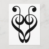 Treble clef heart (schwarz) postkarte (Vorderseite)