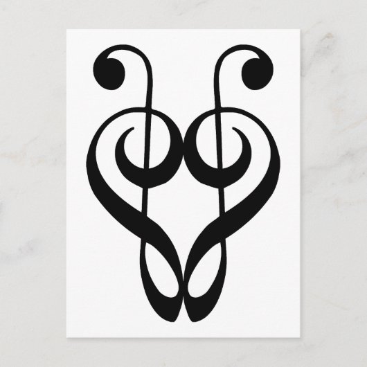 Treble clef heart (schwarz) postkarte (Vorderseite)