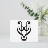 Treble clef heart (schwarz) postkarte (Stehend Vorderseite)